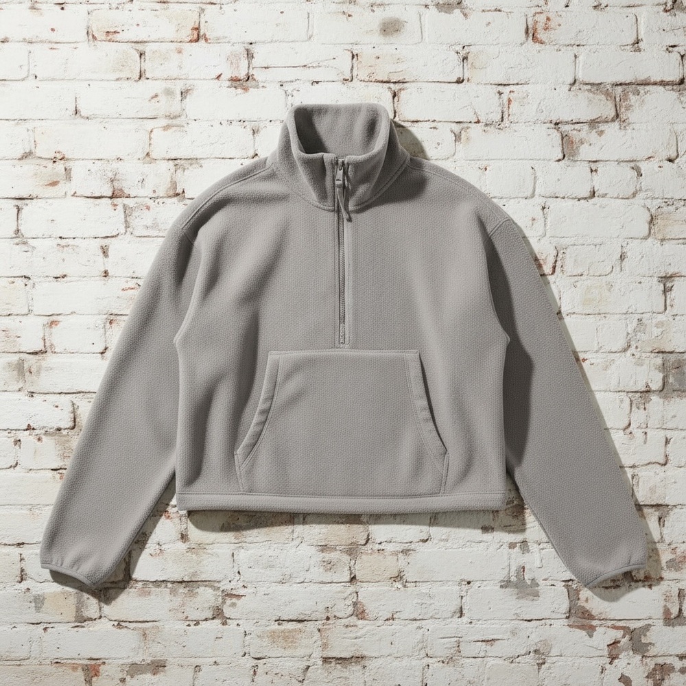 Abercrombie & Fitch Soft Gray Fleece 1/4 Zip